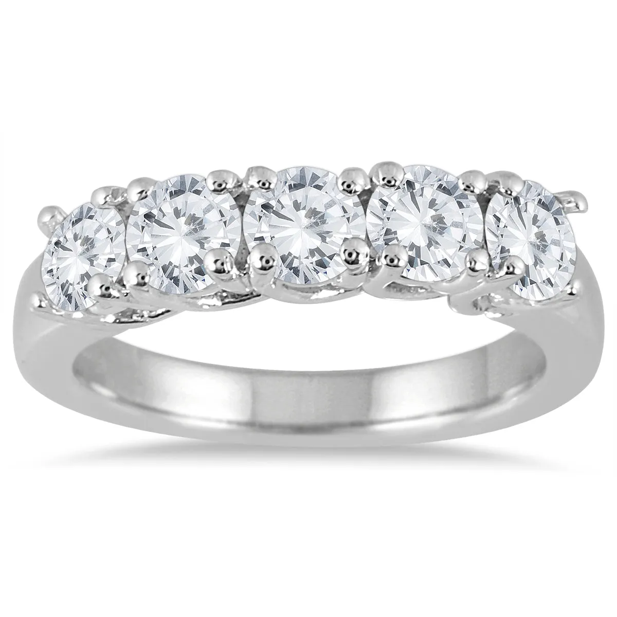 1 1/2 Carat TW Five Stone Diamond Wedding Band in 14K White Gold