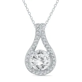 1 1/5 Ctw Natural Diamond Halo Drop Pendant In 10K