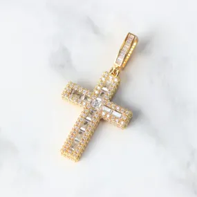 10K Gold Baguette Diamond Cross