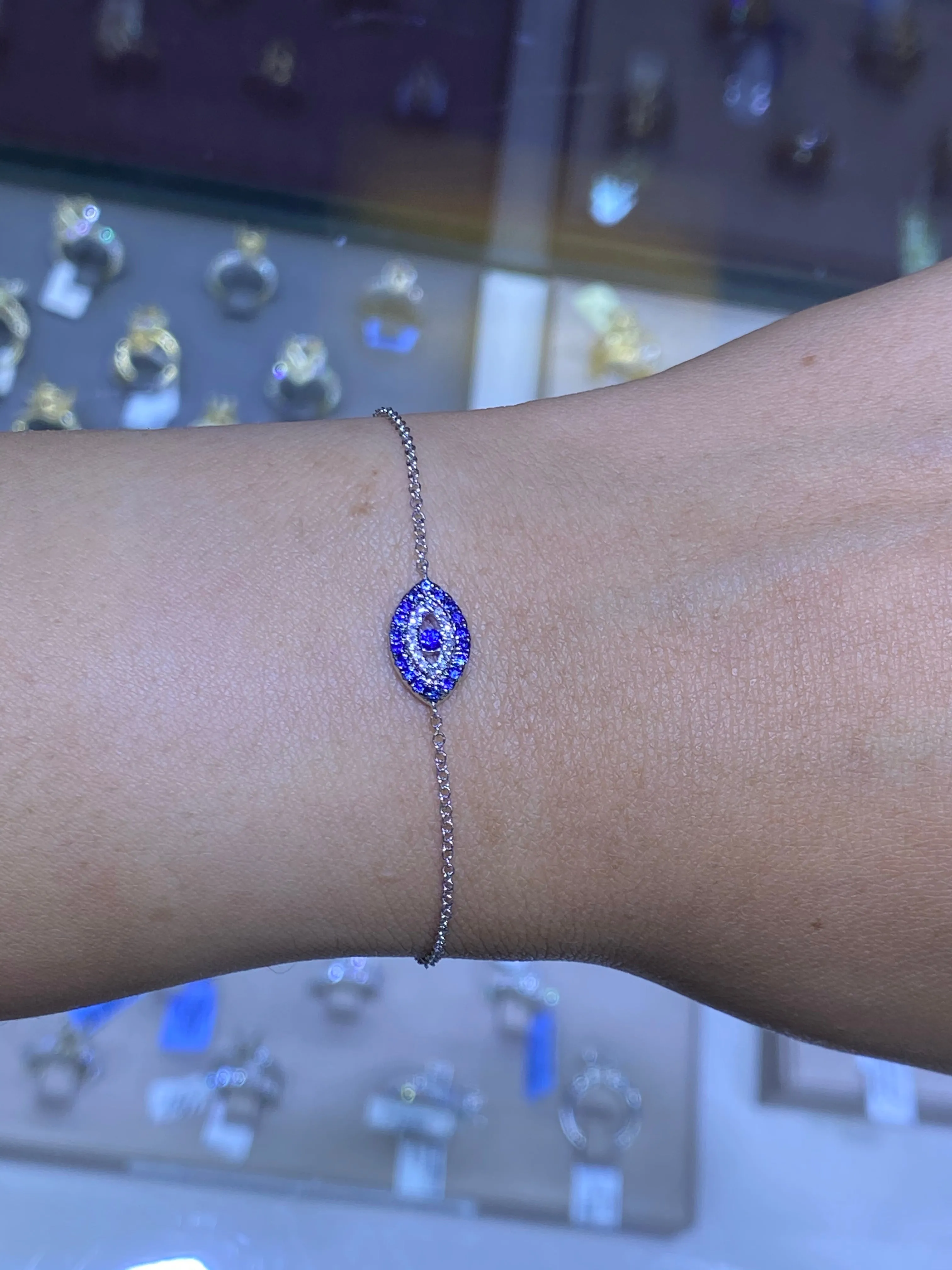 14K Gold Evil Eye Diamond Pavé Bracelet