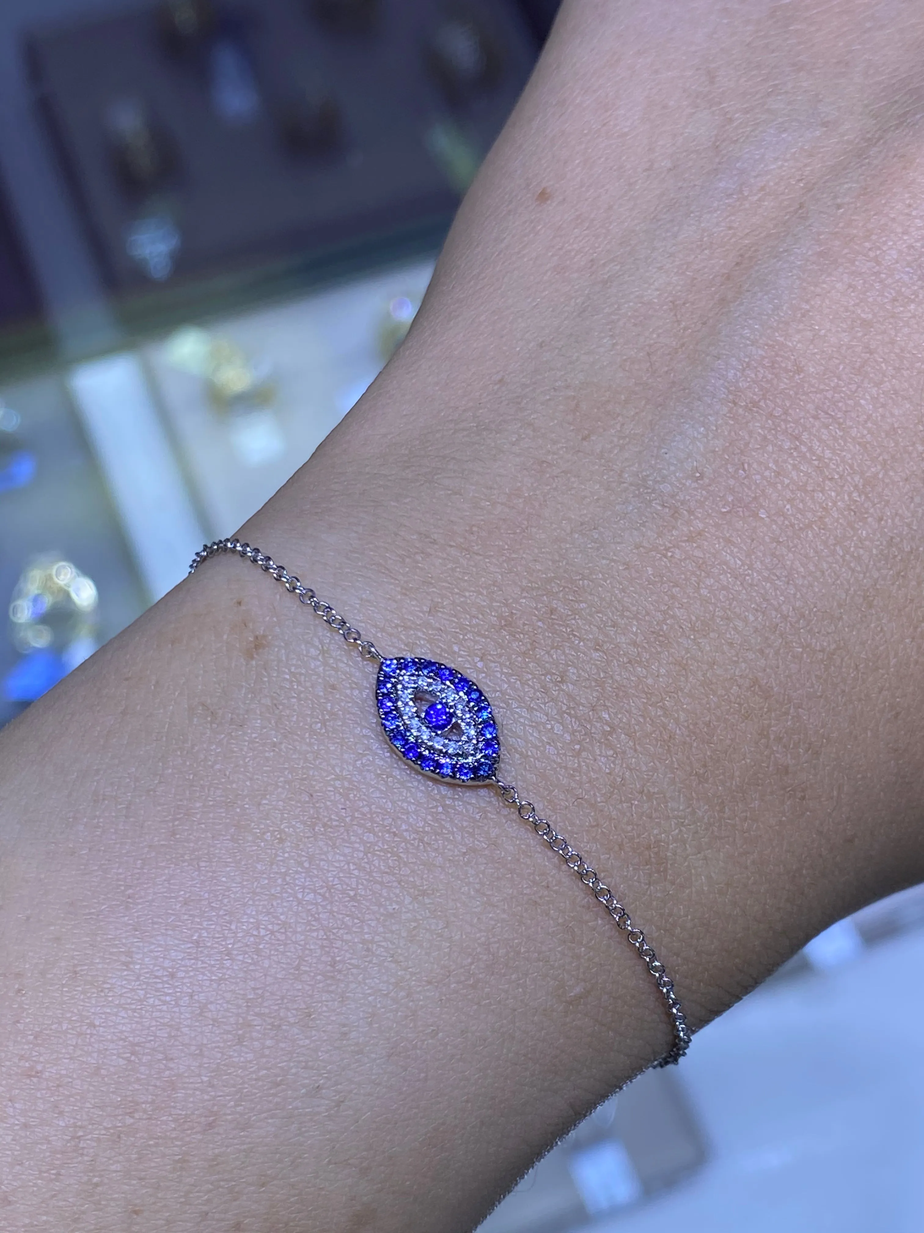 14K Gold Evil Eye Diamond Pavé Bracelet