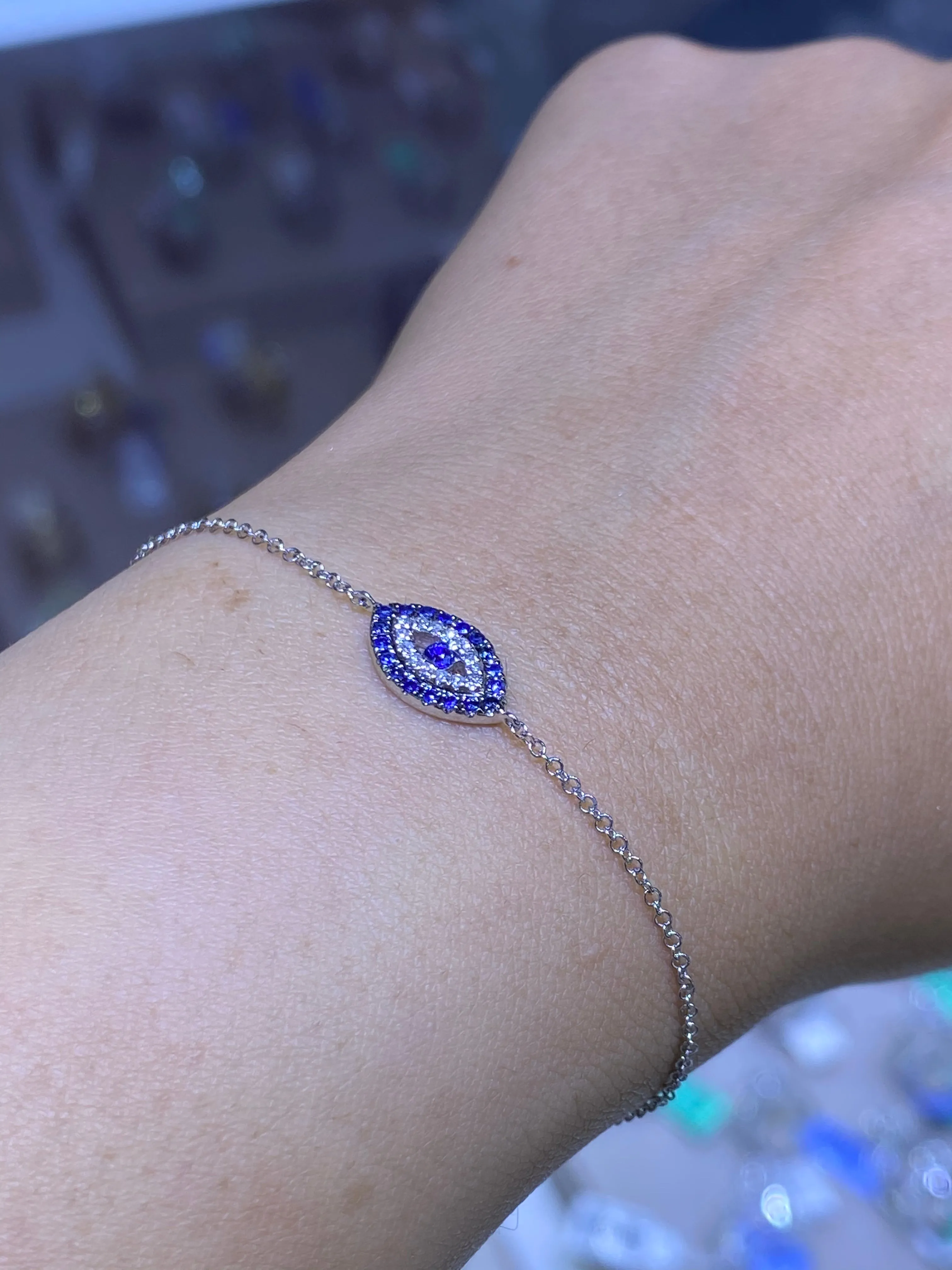 14K Gold Evil Eye Diamond Pavé Bracelet