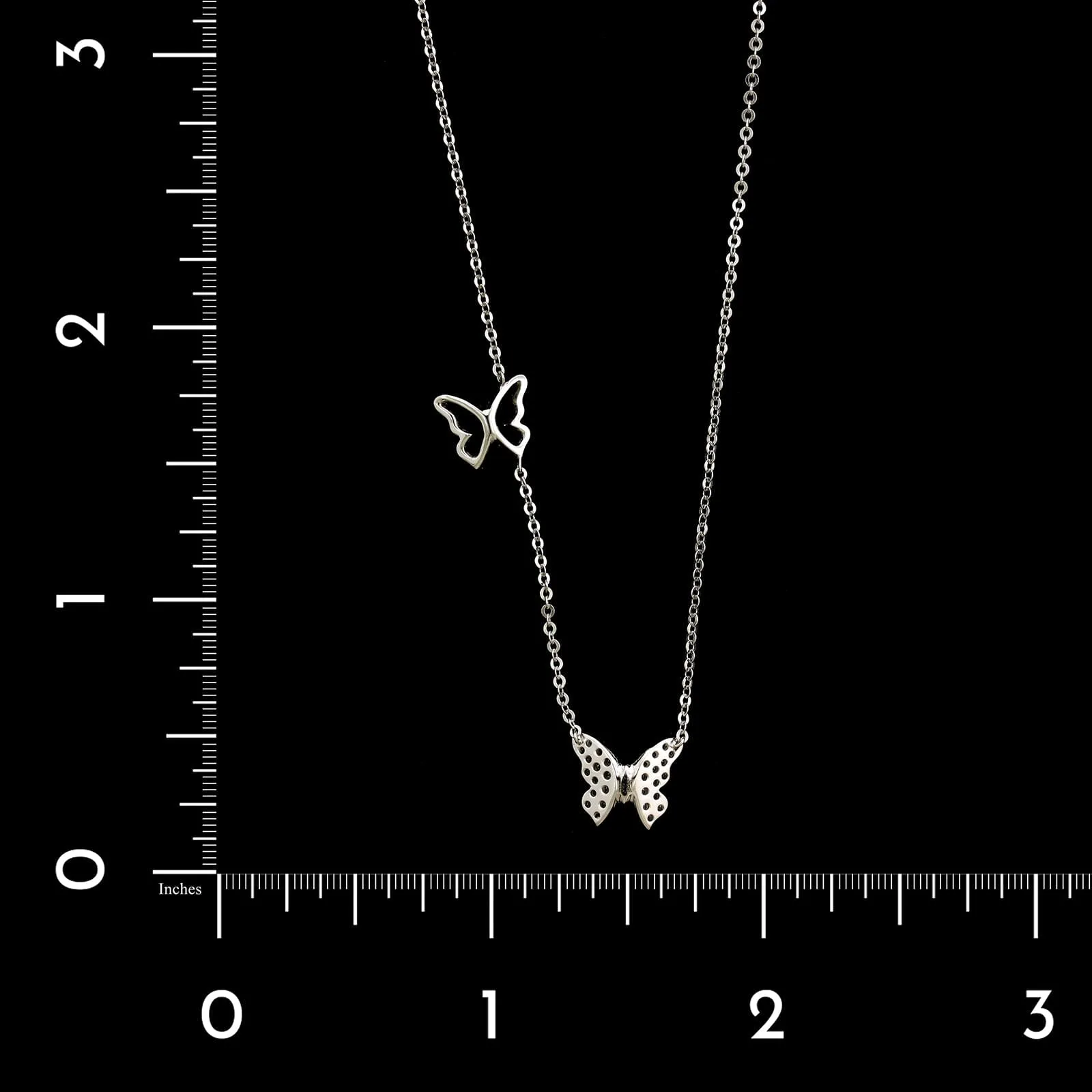 14K White Gold Estate Diamond Butterfly Necklace