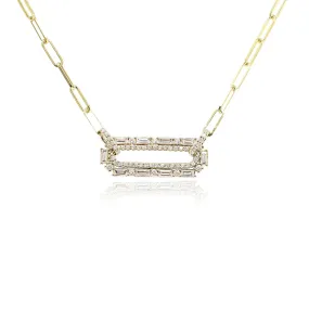 14K YELLOW GOLD DIAMOND BAGUETTE DOUBLE ROW NECKLACE - 0.47CTW