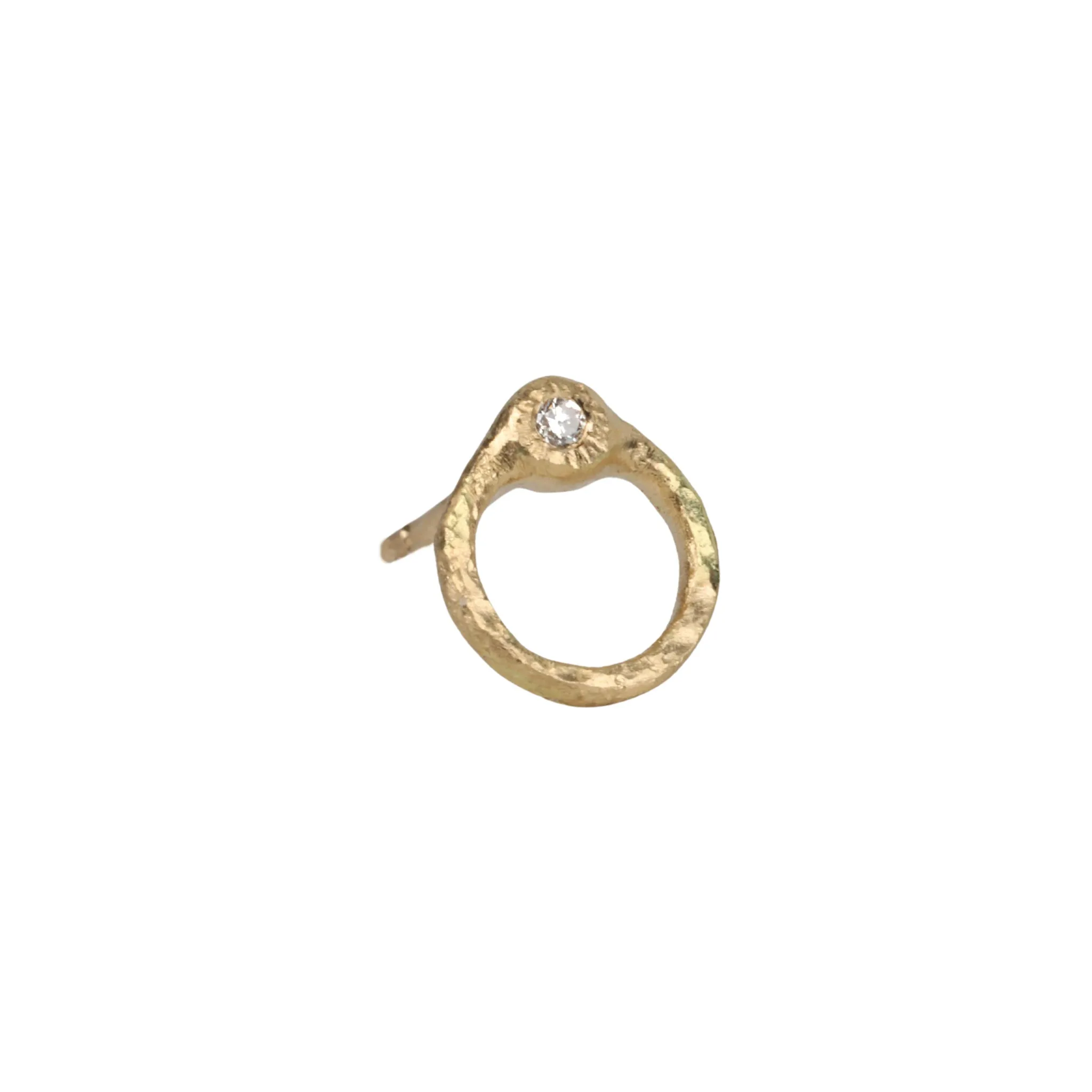 18K Gold Open Circle Post Earing with Single Diamond