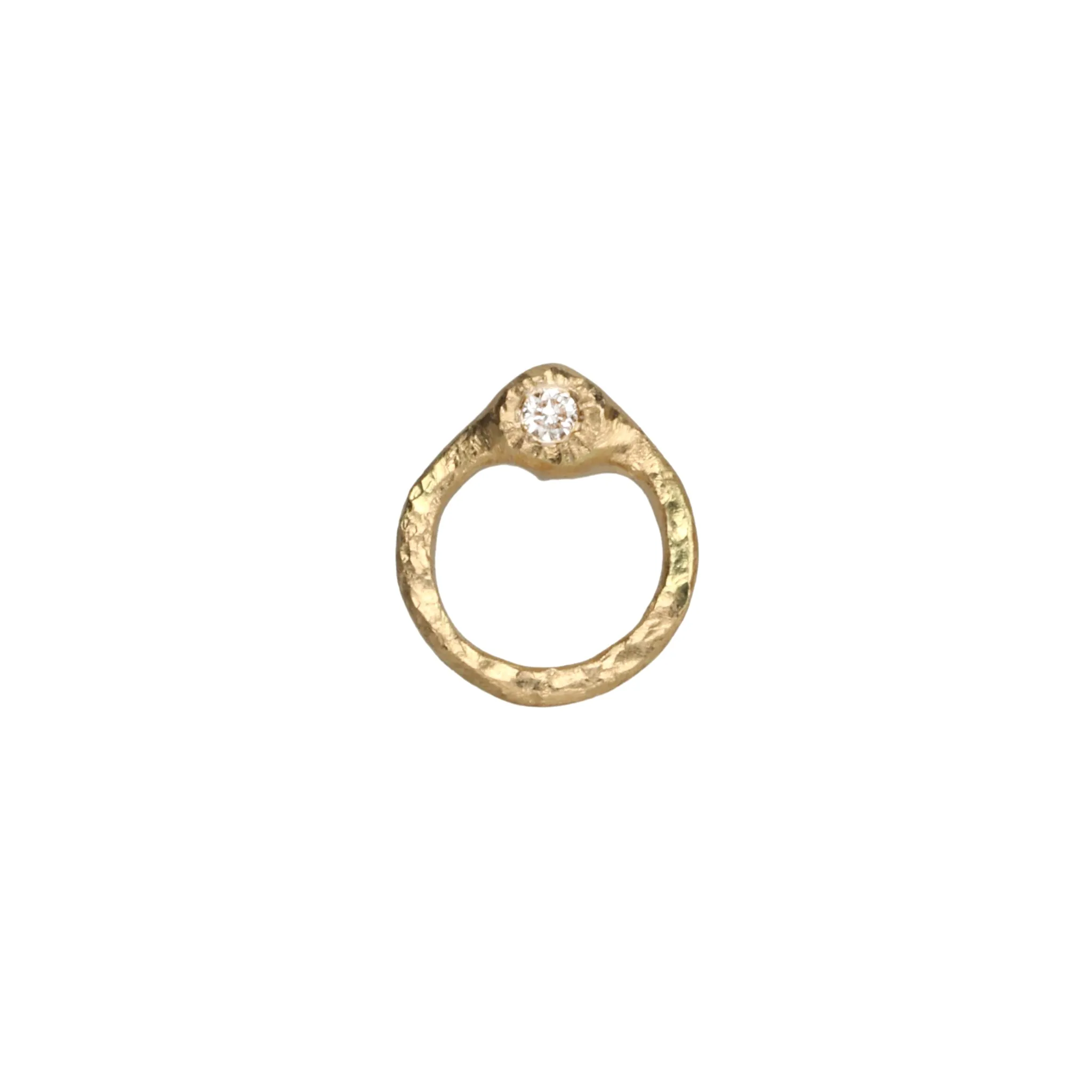 18K Gold Open Circle Post Earing with Single Diamond