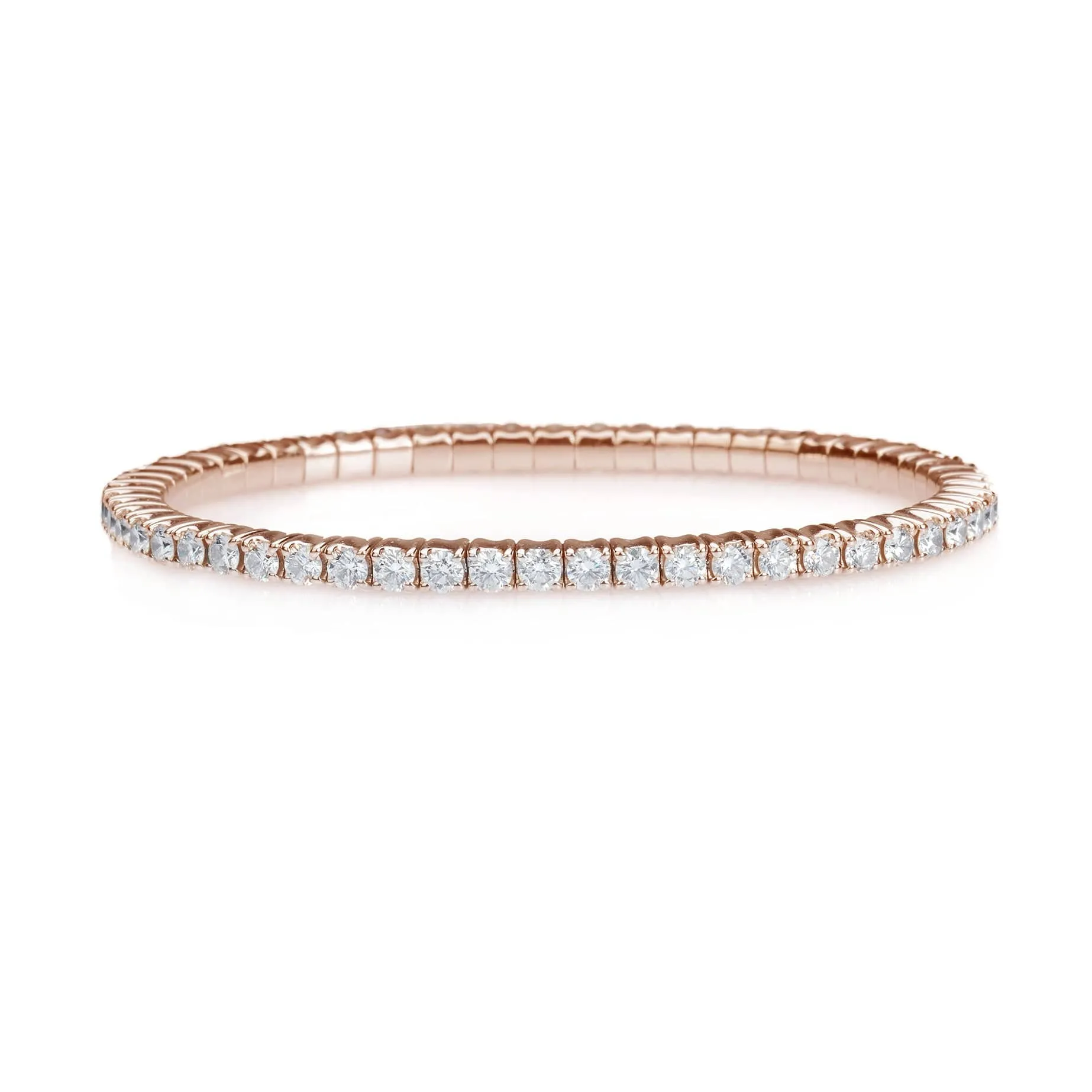 18K Gold Stretch & Stack Round Diamond Tennis Bracelet, 4.5 Carats, Natural Mined Diamonds