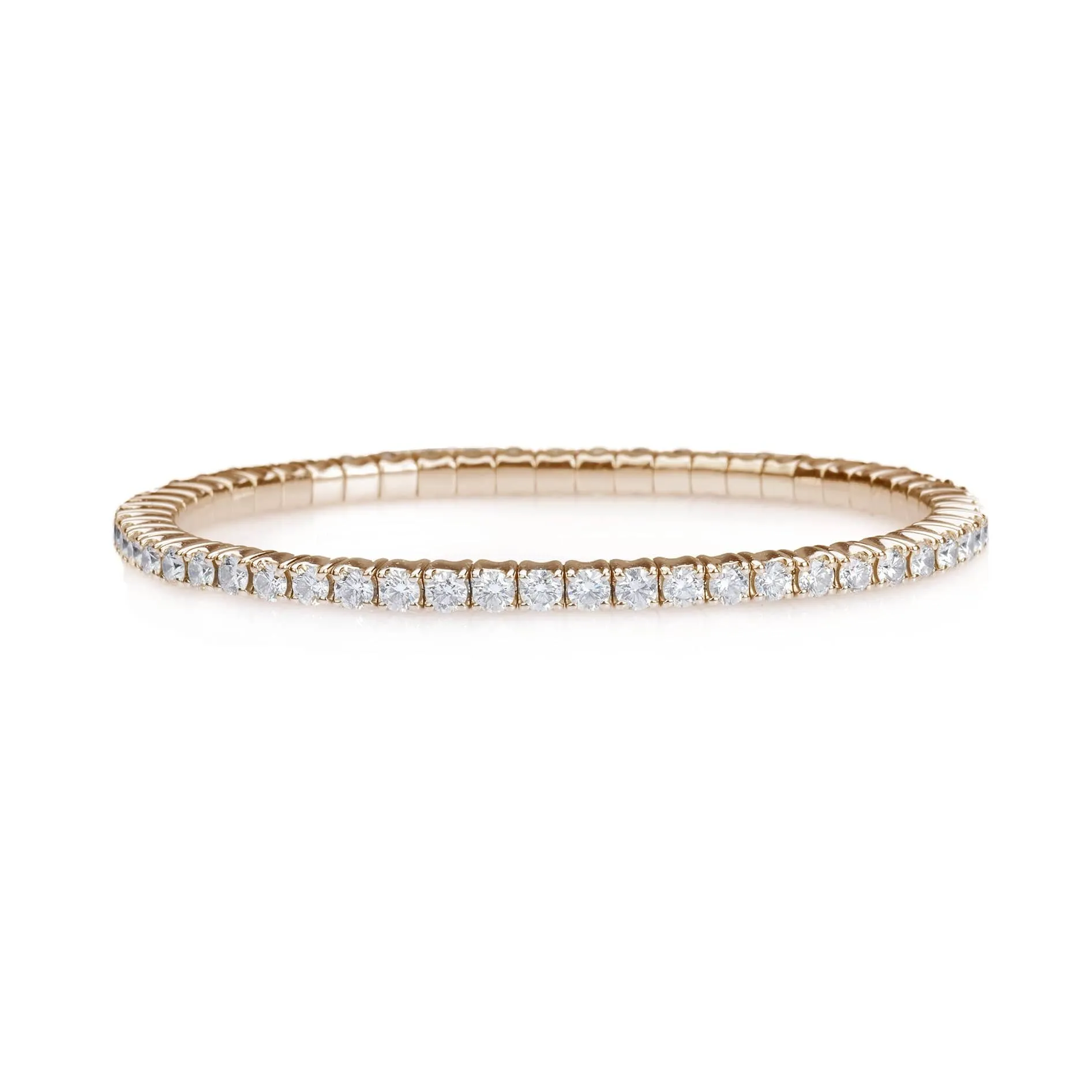 18K Gold Stretch & Stack Round Diamond Tennis Bracelet, 4.5 Carats, Natural Mined Diamonds