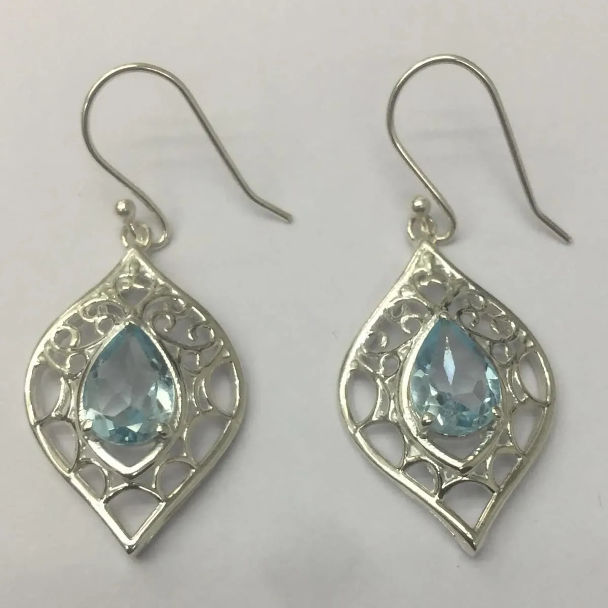 7X10 Normal cut Blue Topaz Earring in Silver