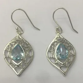 7X10 Normal cut Blue Topaz Earring in Silver