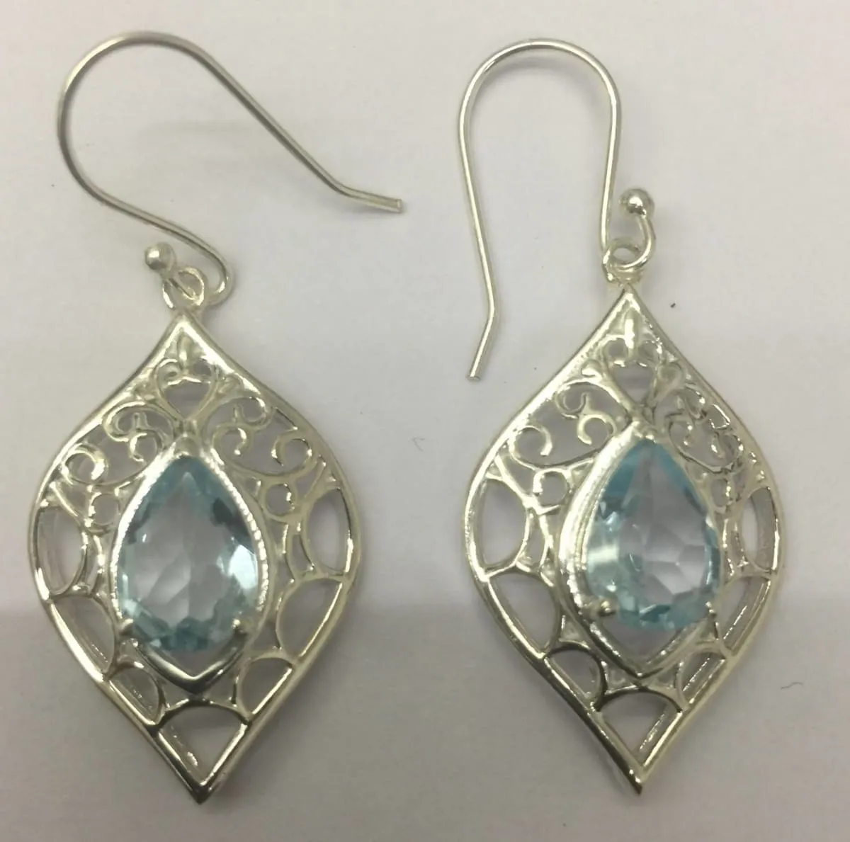 7X10 Normal cut Blue Topaz Earring in Silver