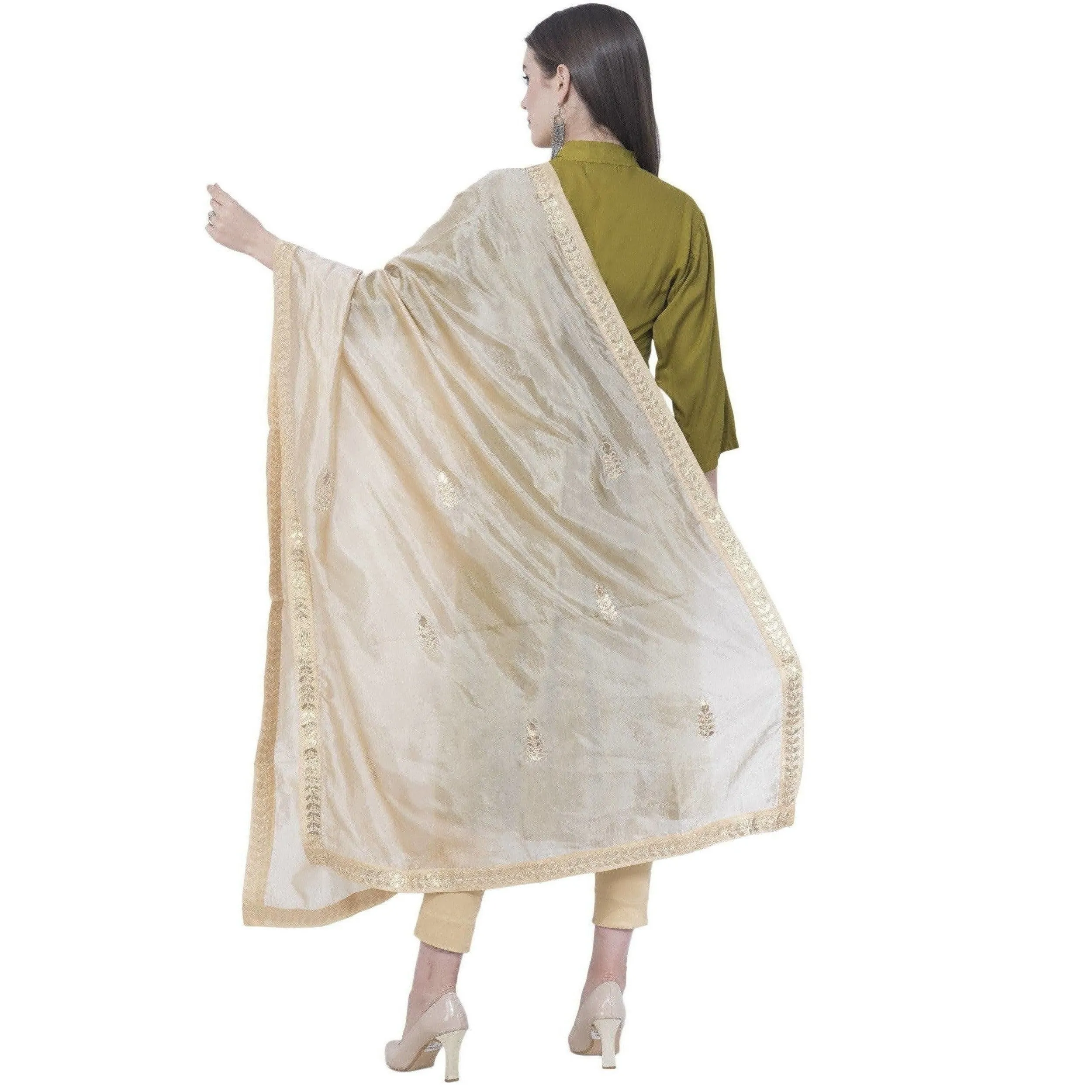 A R Silk Women's Gota Patti Silk Golden Dupattas and Chunnis