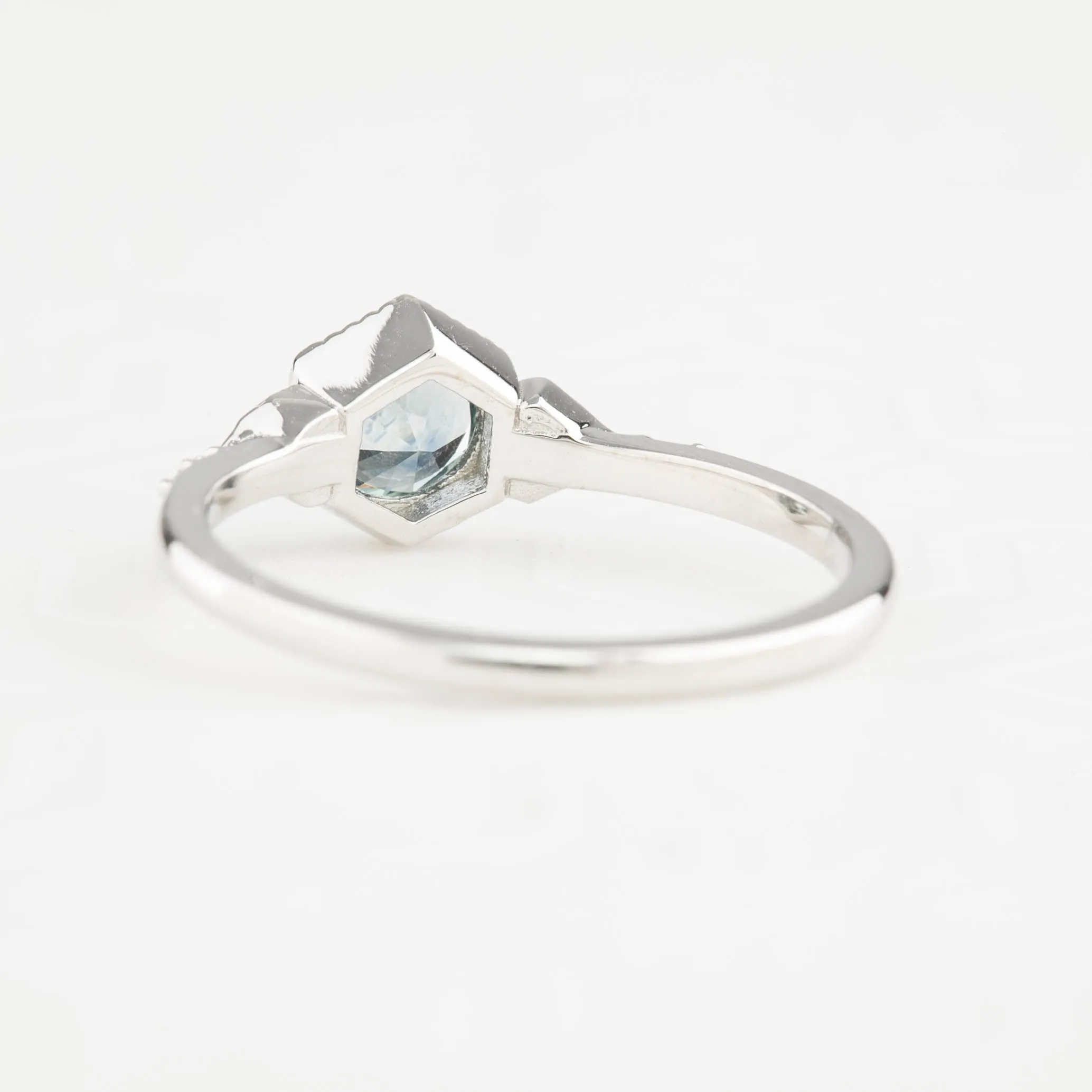 Agatha Ring 0.84ct Light Blue Round Montana Sapphire, 14k White Gold (One of a kind)