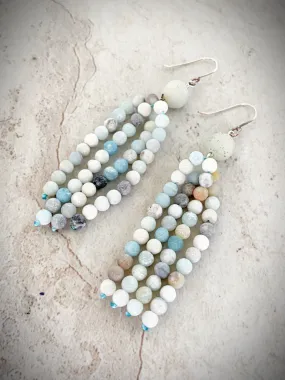 Amazonite Tassel Statement Earrings