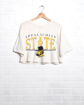 App State 80s White Cropped Tee