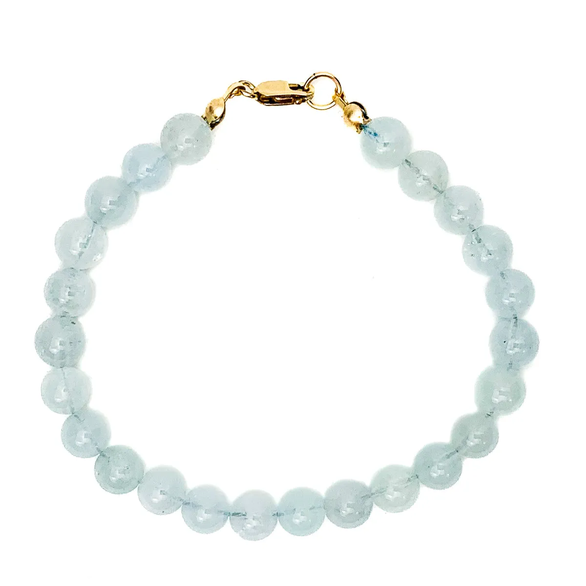 Aquamarine 7mm Bracelet With Gold-Filled Lobster Clasp