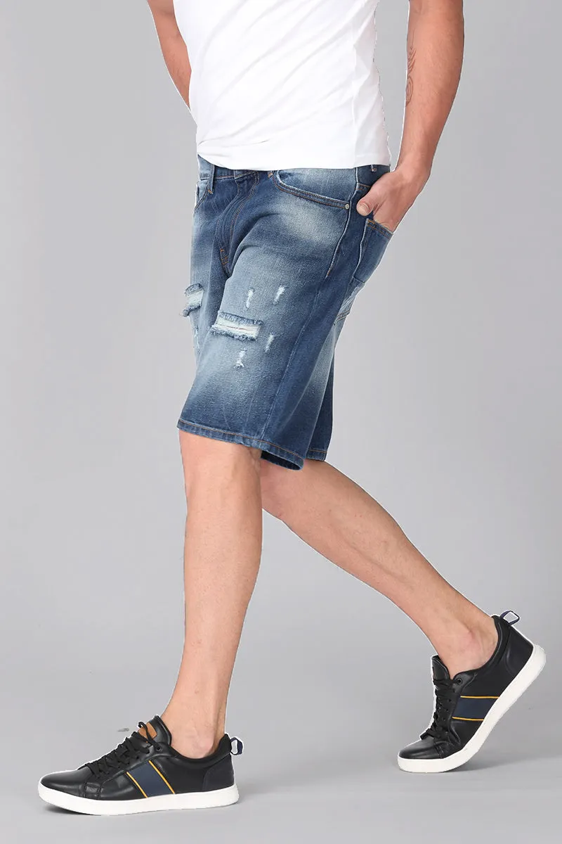 Arctic Blue Fad Denim Shorts