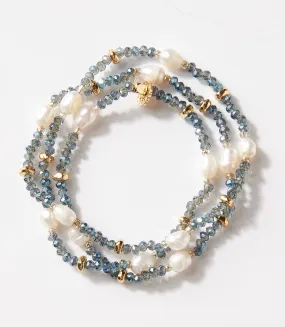 Beaded Gemstone And Pearl Stretch Bracelet