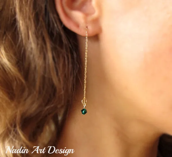 Birthstone Long Chain Earrings