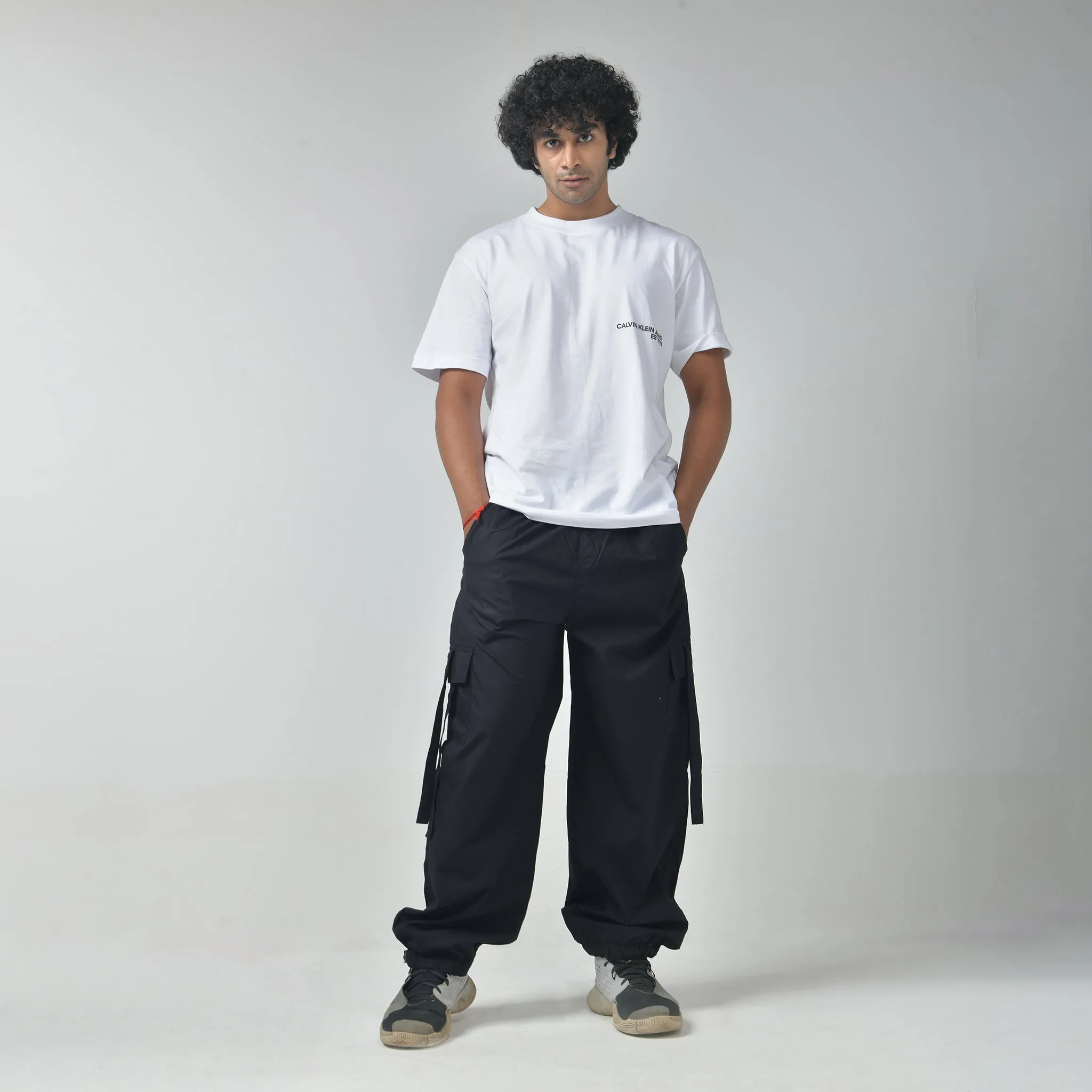 Black Cargo Parachute Pants