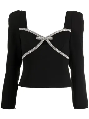 Black Diamante Bow Top