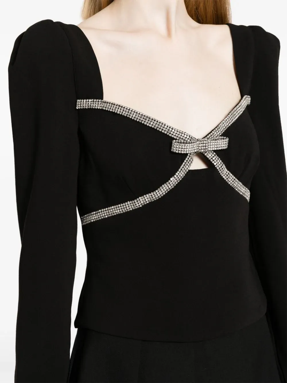 Black Diamante Bow Top