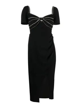 Black Diamante Bust Midi Dress