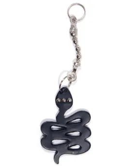 black leather snakey ball chain keyring