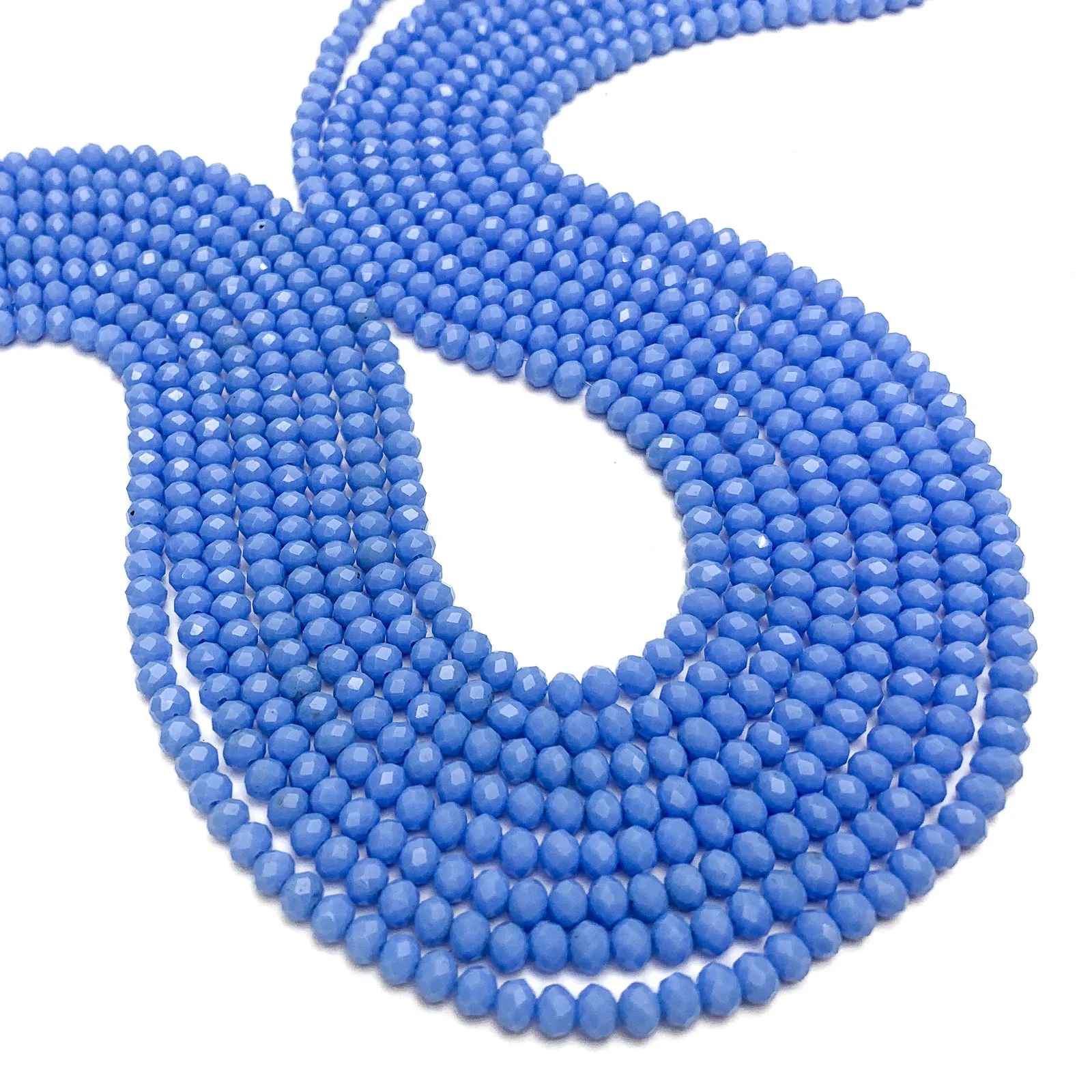 Blue Velvet 4mm Faceted Rondelle Glass Bead Strand