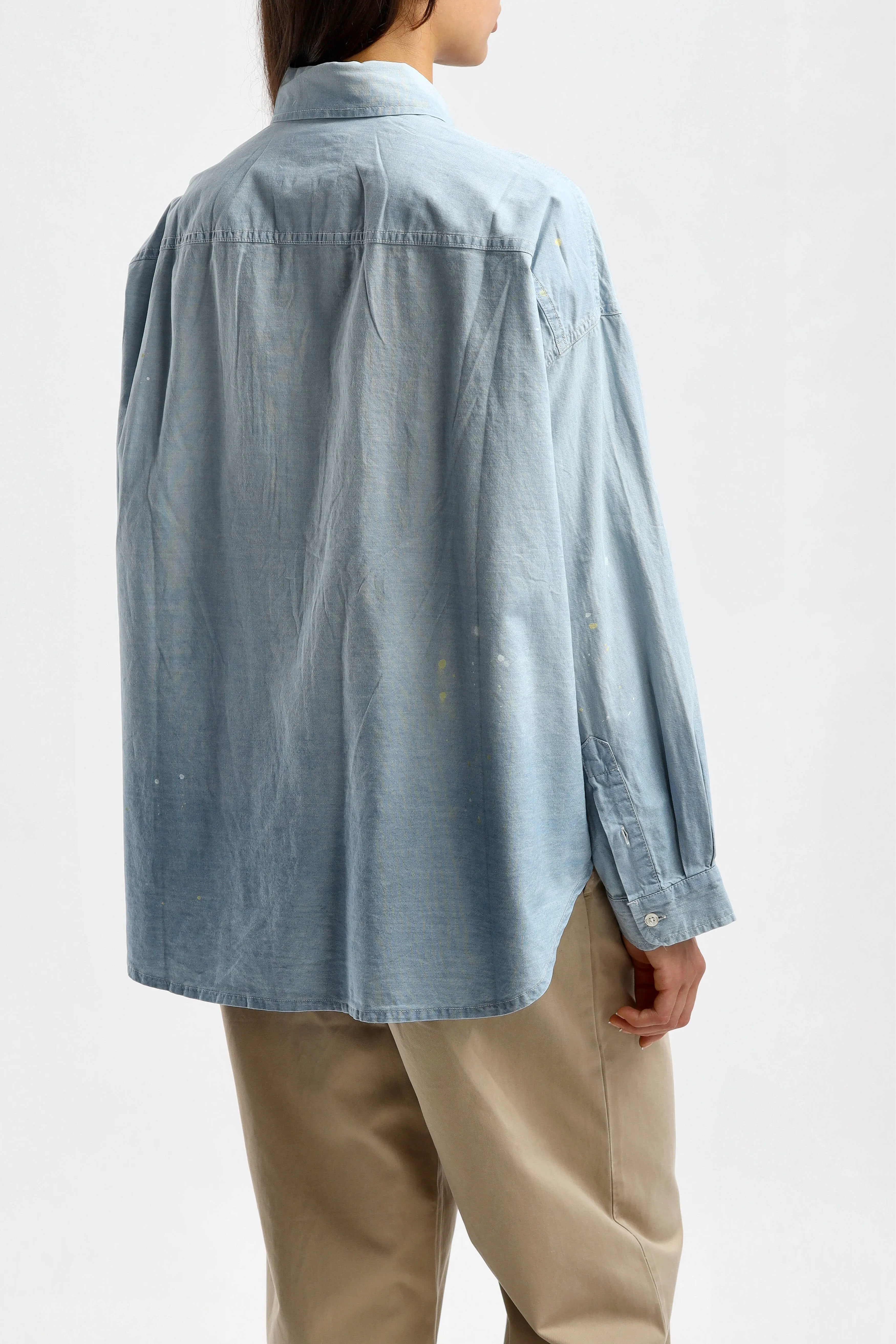 Bluse Boxy Button Up in Vintage Blue