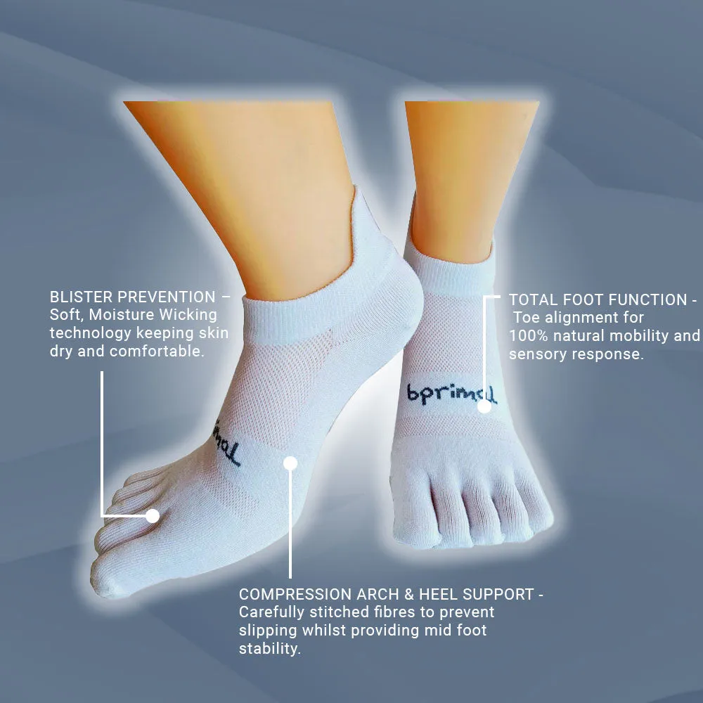 Bprimal Everyday Five-Toe Socks - No-Show - Regular Weight - White