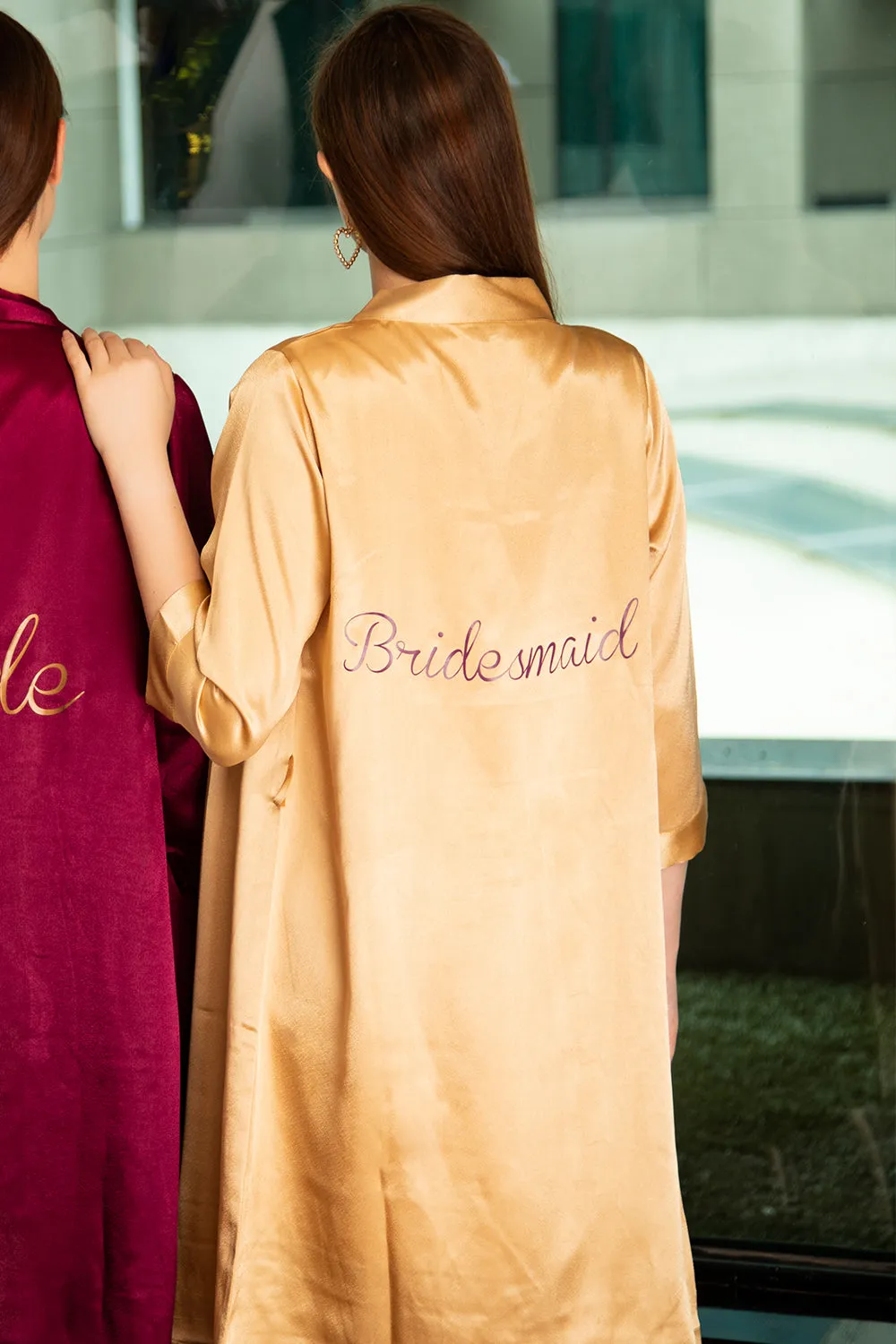 Bridemaid Robe in Satin Gold Color