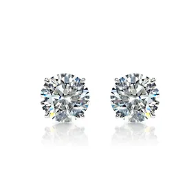 Bristol 24 Carats VS2 - SI1 Round Brilliant Diamond Stud Earrings in 14k White Gold