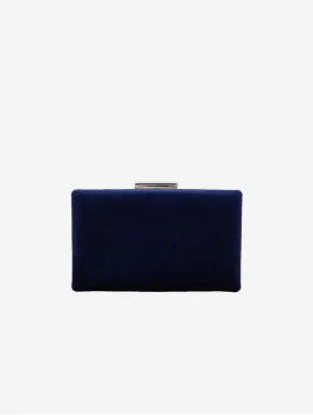 Clara Vegan Velvet Clutch | Dark Blue