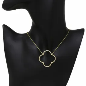 Clover CZ Pave Pendant Gold Dipped Chain Necklace