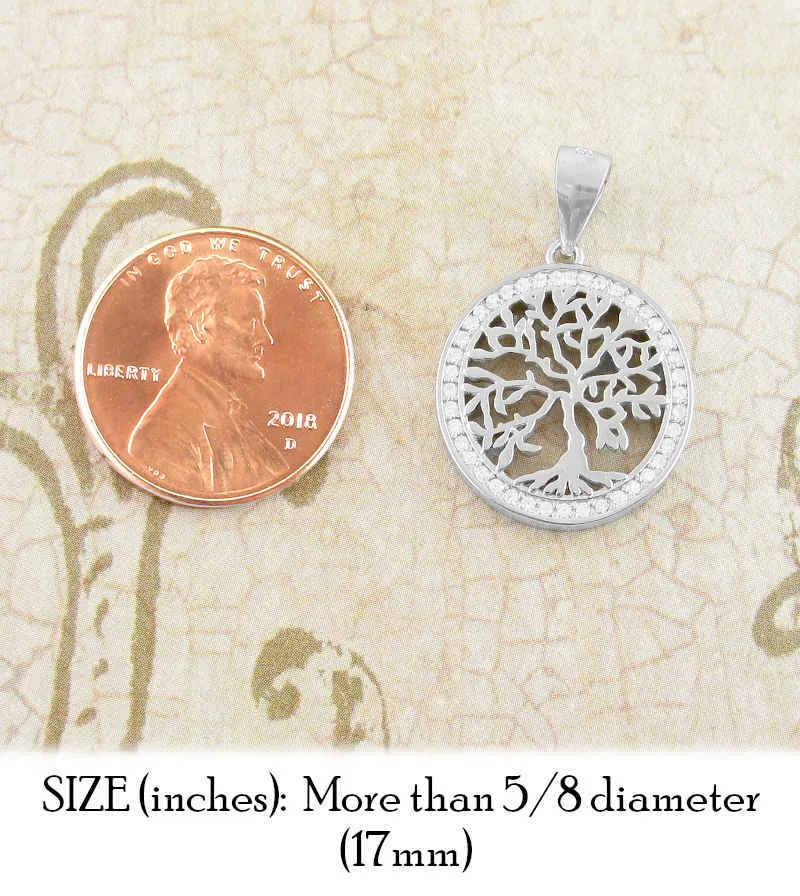 Dainty Tree of Life Pendant w/ Crystal Border