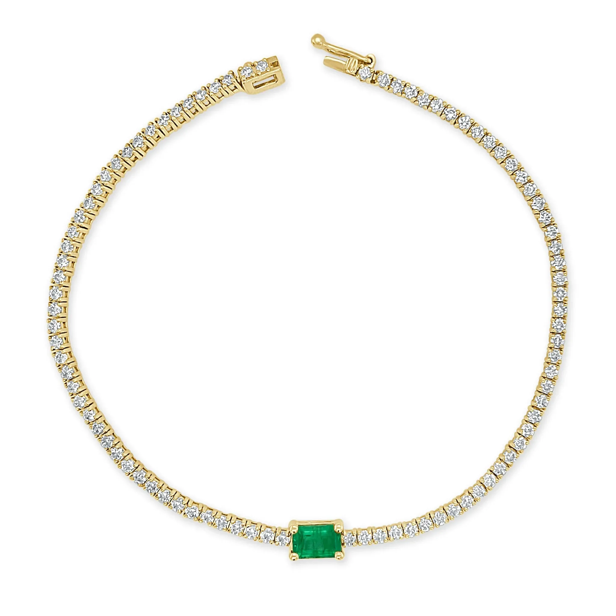 Diamond & Green Emerald Tennis Bracelet