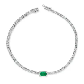 Diamond & Green Emerald Tennis Bracelet