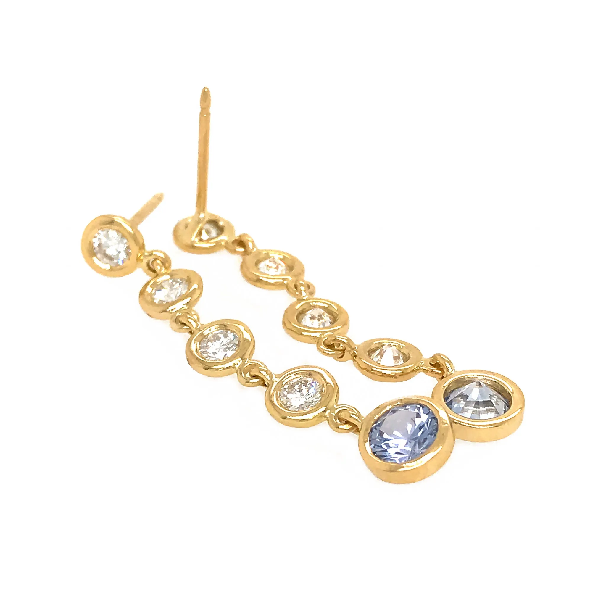 Diamond and Ceylon Sapphire Drop Earrings