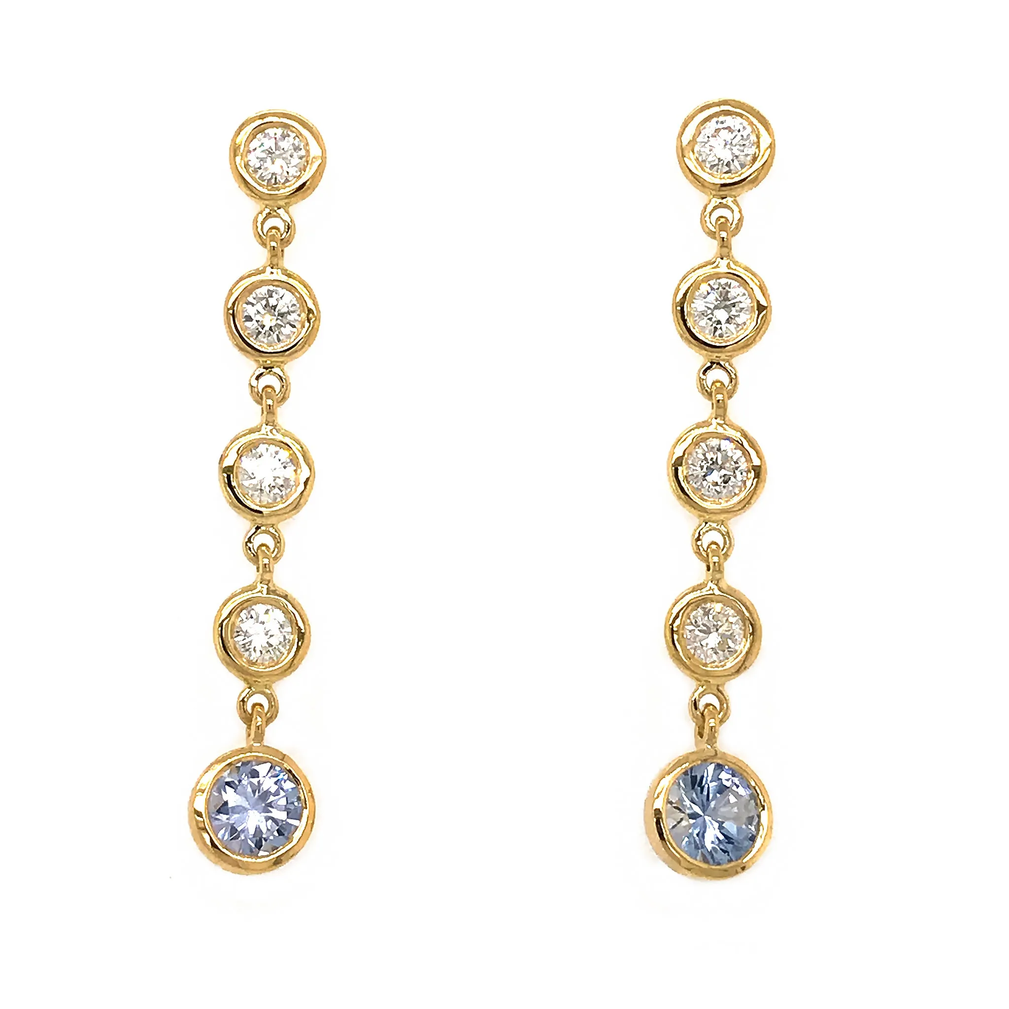 Diamond and Ceylon Sapphire Drop Earrings