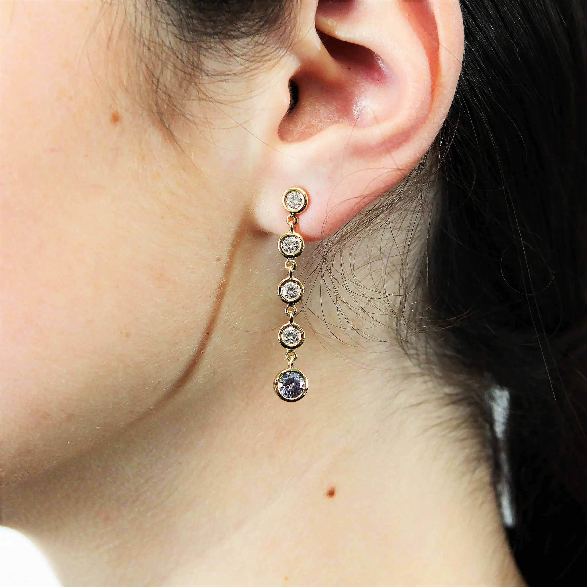 Diamond and Ceylon Sapphire Drop Earrings