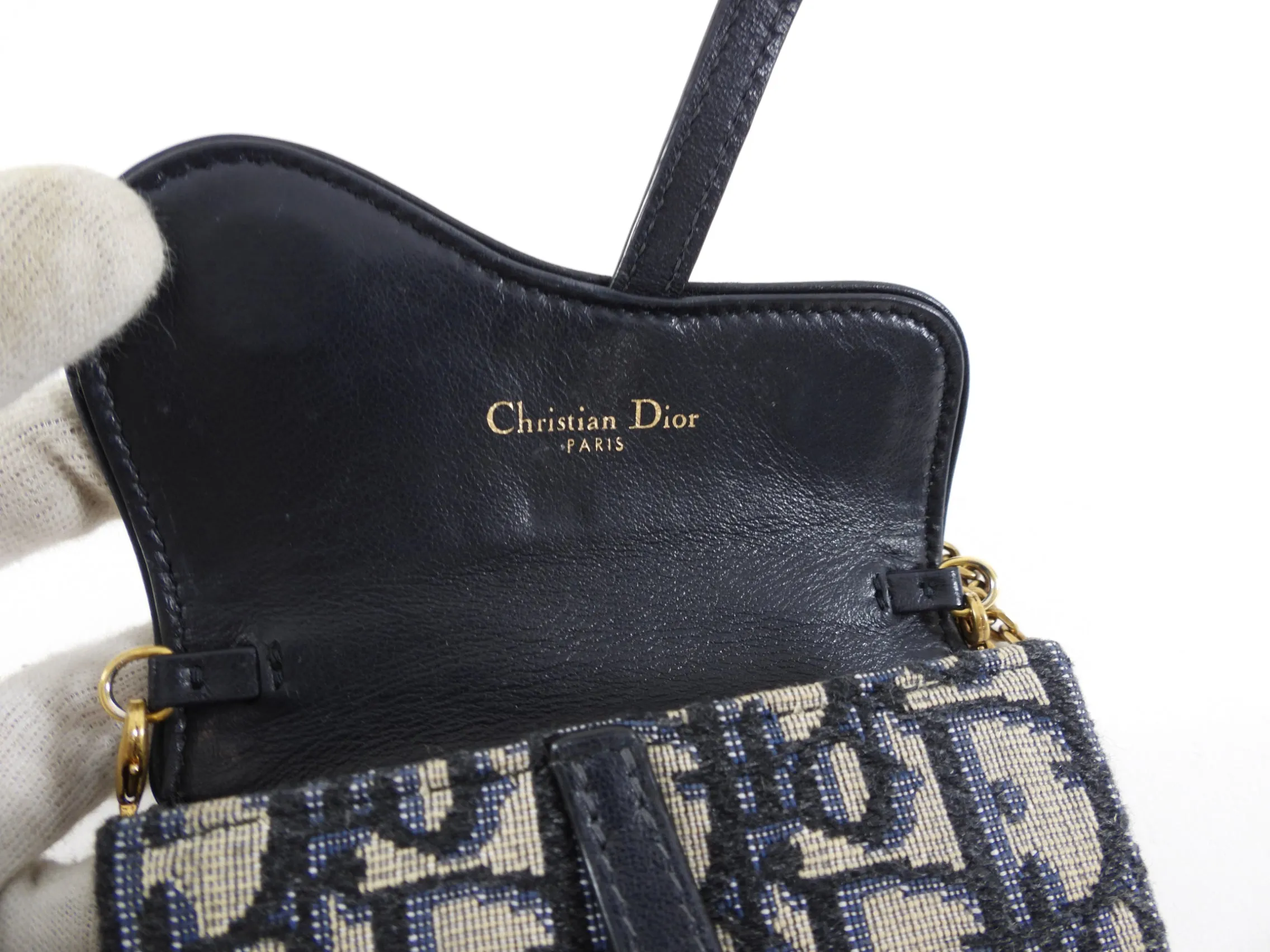 Dior Blue Oblique Canvas Micro Saddle Crossbody Bag