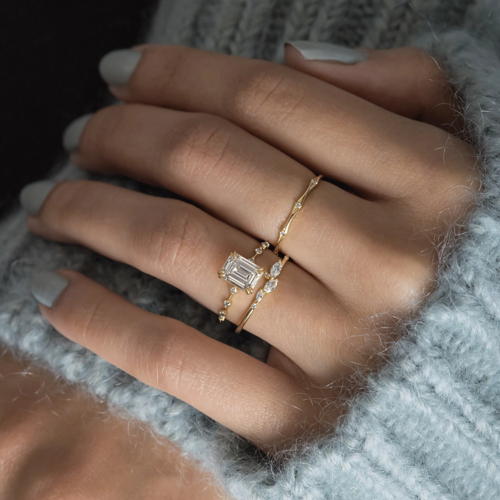 Distance Ring, Emerald Cut