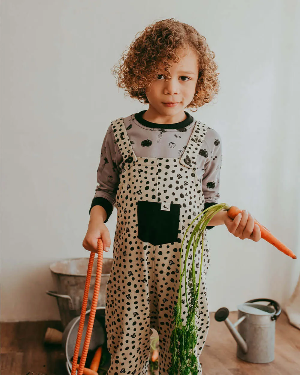 Dotty Bear Print Dungarees