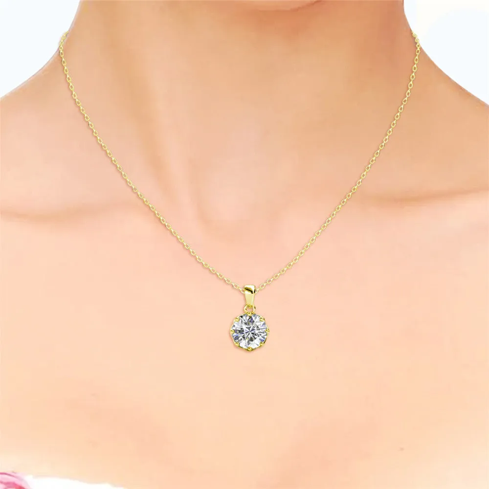 Eden Pure 18k White Gold Plated Pendant Necklace with Solitaire Round Cut Swarovski Crystal