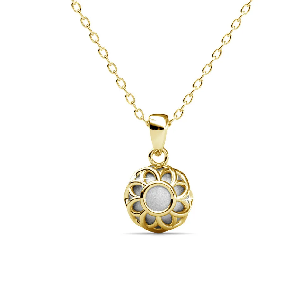 Eden Pure 18k White Gold Plated Pendant Necklace with Solitaire Round Cut Swarovski Crystal