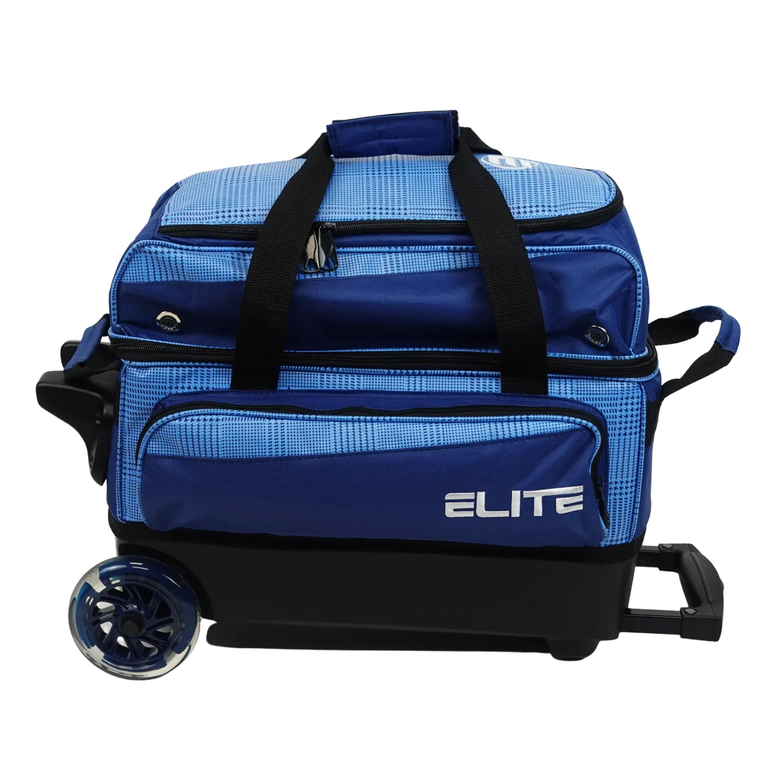 ELITE Deluxe 2 Ball Roller Bowling Bag Navy Plaid