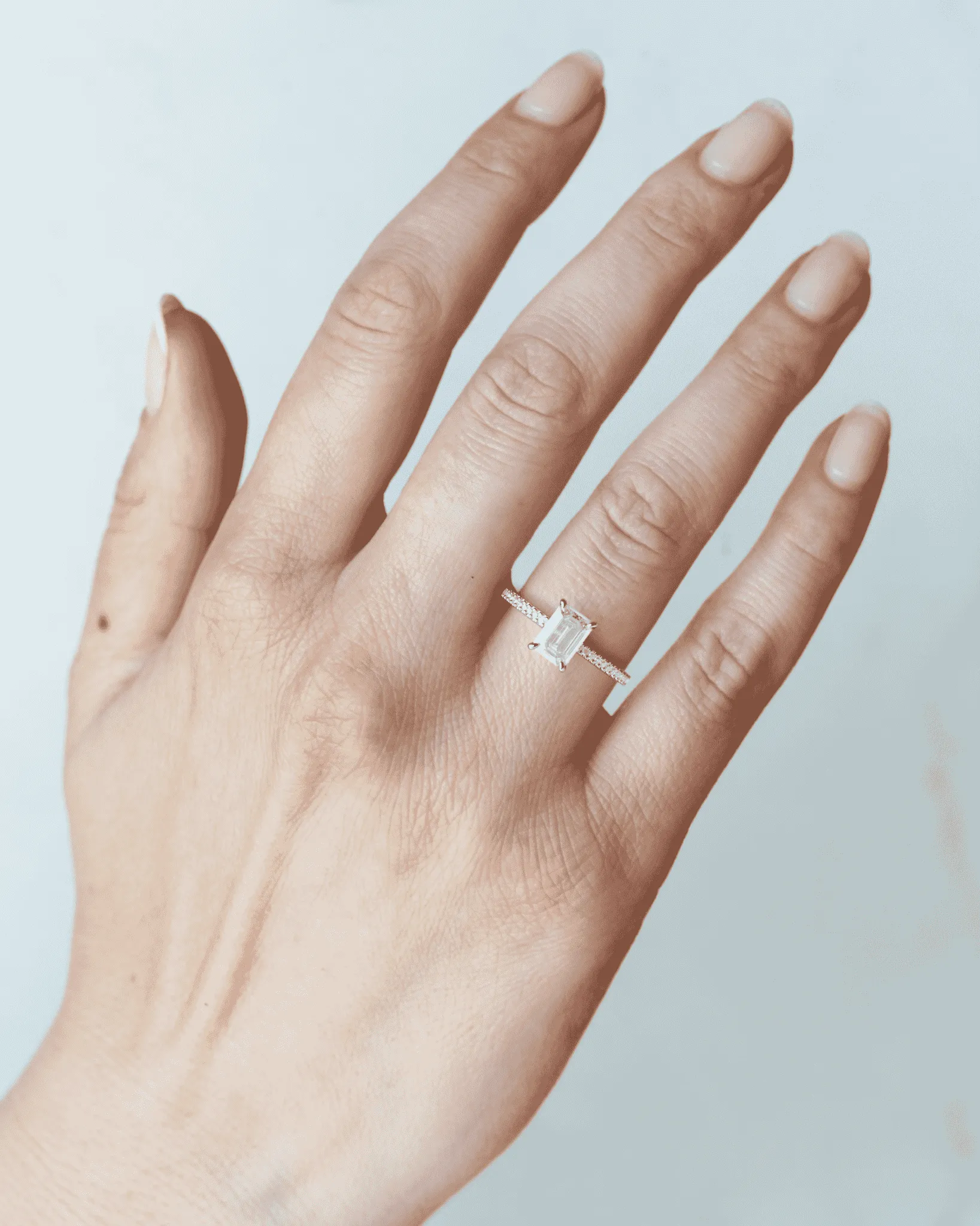 Emerald Full Pave Tapered Diamond Ring