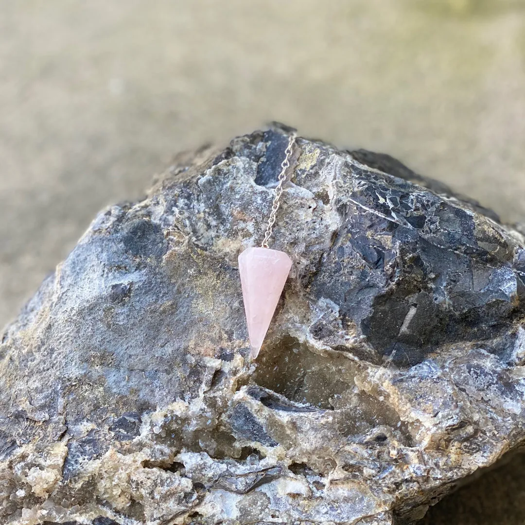 Emotional Healing Rose Quartz Pendulum Pendant Healing Point