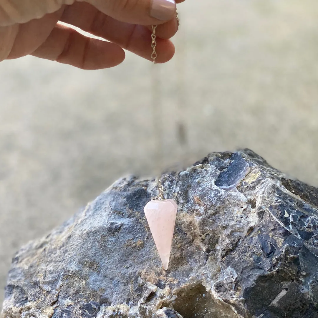 Emotional Healing Rose Quartz Pendulum Pendant Healing Point